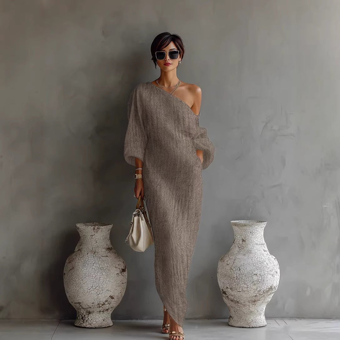 Women's Off-Shoulder Maxi Dress with Lantern Sleeves Hero