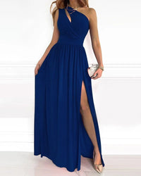 Women's One-Shoulder Maxi Dress | Wedding Guest with Thigh Split Detail