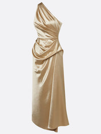 Women's One-Shoulder Midi Dress | Wedding Guest with Ruched Waist Full