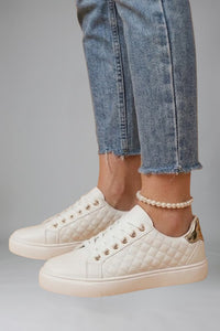 Women's Orthopaedic Trainers | Quilted with Flat Cushioned Sole Close Up