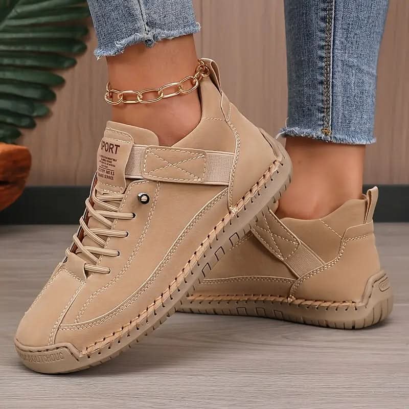 Women's Orthopedic Sneakers | Leather Slip On with Cushioned Sole Detail
