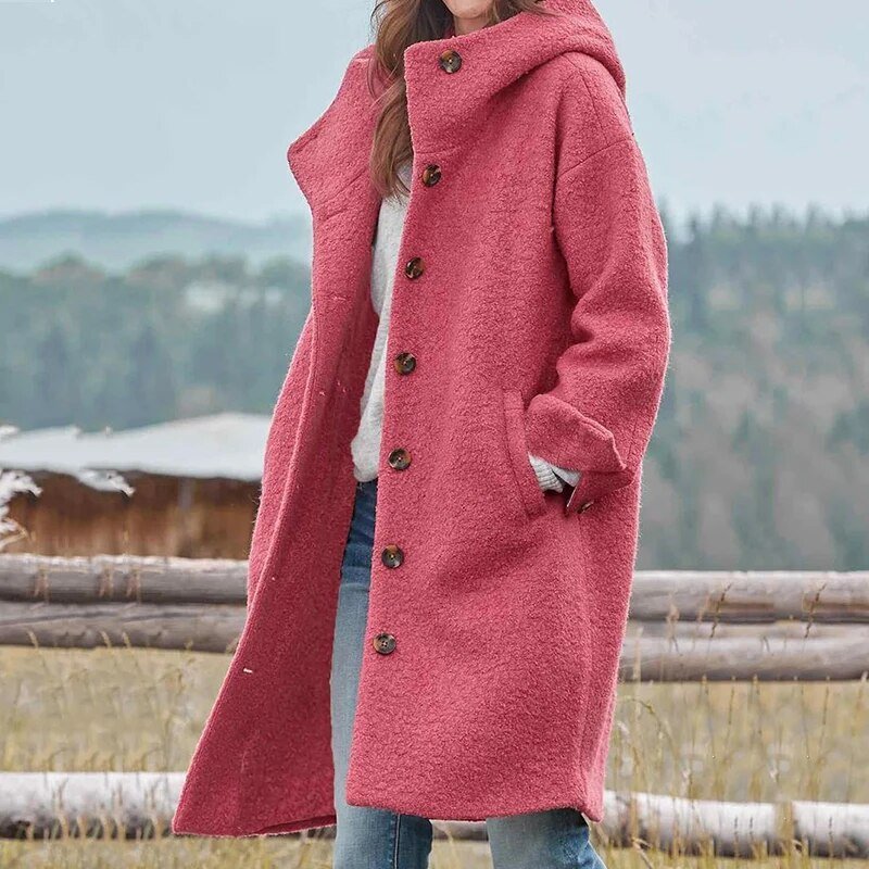 Women's Relaxed Fit Hooded Winter Coat Back