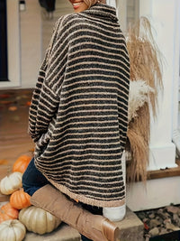 Women's Relaxed High Neck Sweater with Batwing Sleeves Detail