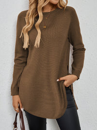 Women's Relaxed Longline Sweater with Side Tie Detail View 13