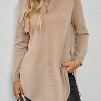 Women's Relaxed Longline Sweater with Side Tie Detail View 15