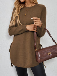 Women's Relaxed Longline Sweater with Side Tie Detail View 16