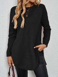 Women's Relaxed Longline Sweater with Side Tie Detail View 21