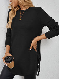 Women's Relaxed Longline Sweater with Side Tie Detail View 22