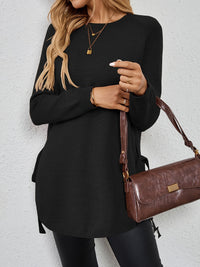 Women's Relaxed Longline Sweater with Side Tie Detail View 26