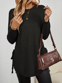 Women's Relaxed Longline Sweater with Side Tie Detail View 27