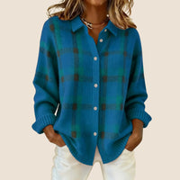 Women's Retro Check Sweater with Soft Knit Angle