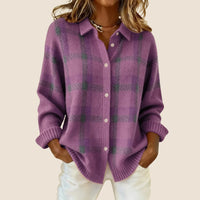 Women's Retro Check Sweater with Soft Knit Close Up
