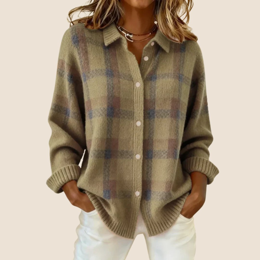 Women's Retro Check Sweater with Soft Knit Lifestyle