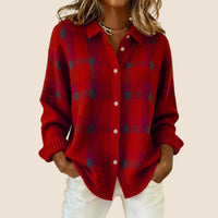 Women's Retro Check Sweater with Soft Knit Side