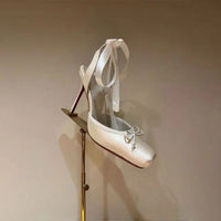 Women's Satin Platform Court Shoes | Ankle Strap with Bow Detail Alternate