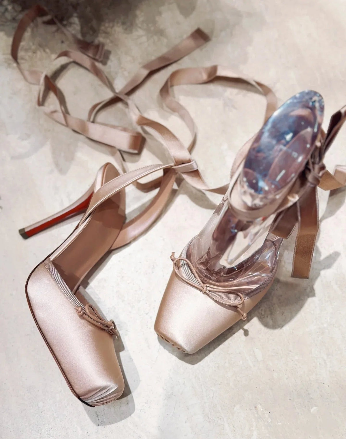 Women's Satin Platform Court Shoes | Ankle Strap with Bow Detail Front