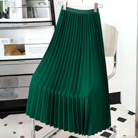 Women's Satin Pleated High-Waist Midi Skirt Lifestyle