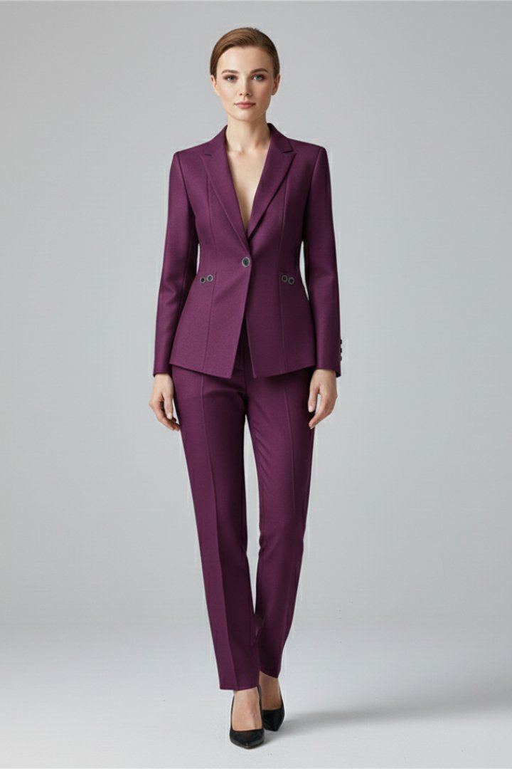Women's Single Button Blazer Set with Straight Trousers Lifestyle