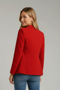 Women's Single Button Blazer with Notched Lapel Side