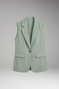 Women's Sleeveless Blazer with Notch Collar and Flap Pockets Hero