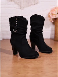 Women's Slouchy Heeled Boots with Block Heel Lifestyle