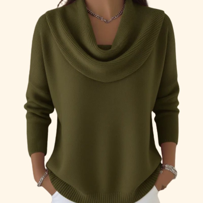 Women's Soft Elegance Cowl Neck Cotton Sweater Back
