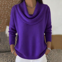 Women's Soft Elegance Cowl Neck Cotton Sweater Close Up