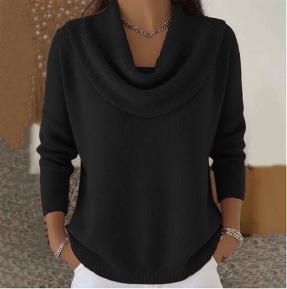 Women's Soft Elegance Cowl Neck Cotton Sweater Detail
