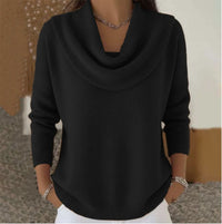 Women's Soft Elegance Cowl Neck Cotton Sweater Detail