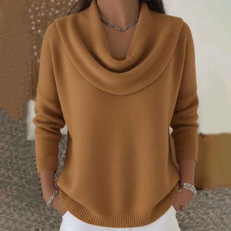 Women's Soft Elegance Cowl Neck Cotton Sweater Side