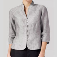 Women's Stand Collar Blouse with Three Quarter Sleeves Hero