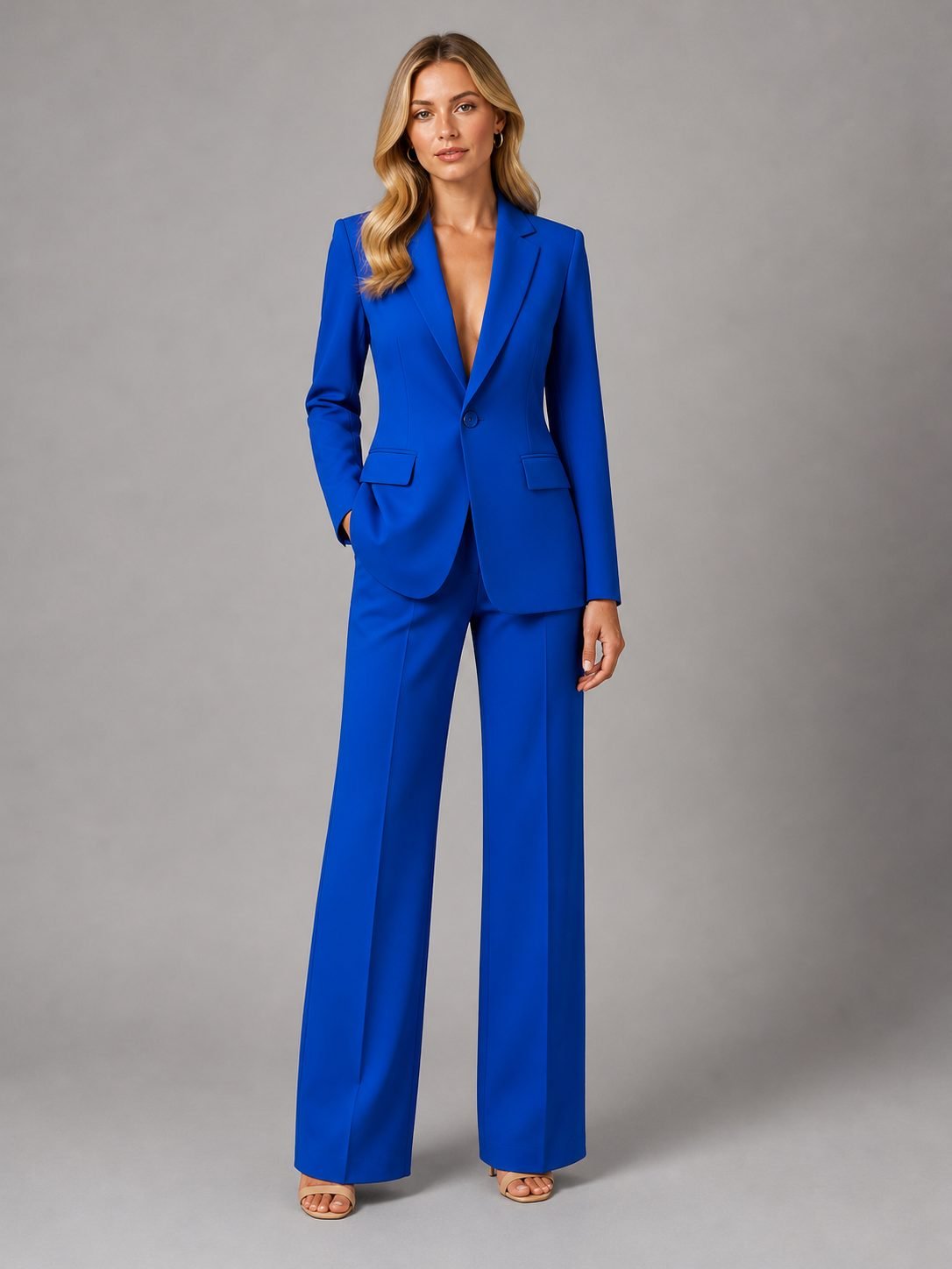 Women's Tailored Blazer Set | Wide Leg Trousers Two Piece Back