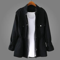 Women's Tailored Overcoat with Cinched Waist Close Up