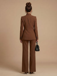 Women's Tailored Suit | Structured Stand Collar with Flared Trousers Alternate