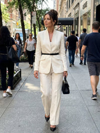 Women's Tailored Suit | Structured Stand Collar with Flared Trousers Back
