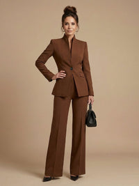 Women's Tailored Suit | Structured Stand Collar with Flared Trousers Lifestyle