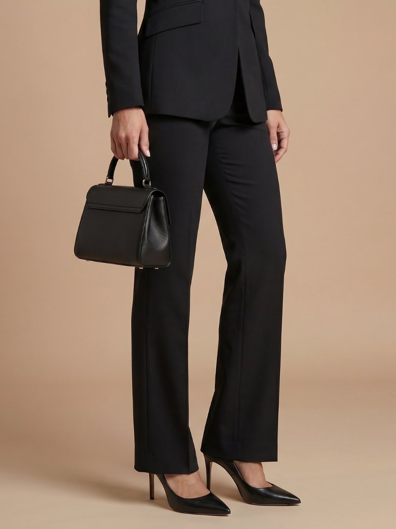 Women's Tailored Suit | Structured Stand Collar with Flared Trousers View 13