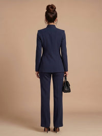 Women's Tailored Suit | Structured Stand Collar with Flared Trousers View 19