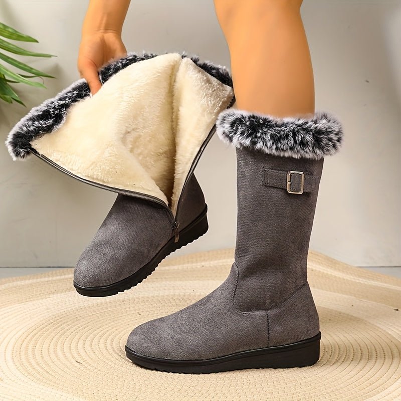 Women's Tall Boots | Fur Trim Cuff with Cosy Lining Side