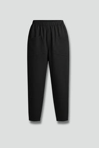 Women's Tapered Ankle Trousers with Elastic Waist and Side Pockets Hero