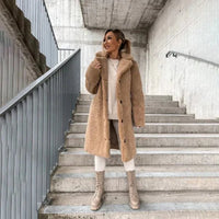 Women's Teddy Coat | Notched Collar with Button Front Back