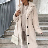 Women's Teddy Coat | Notched Collar with Button Front Hero