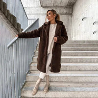 Women's Teddy Coat | Notched Collar with Button Front Lifestyle