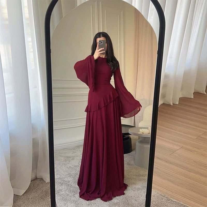 Women's Tiered Maxi Dress | Wedding Guest with Bell Sleeves Close Up