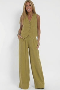 Women's Two Piece Set | V Neck Waistcoat with Trousers Angle