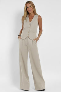 Women's Two Piece Set | V Neck Waistcoat with Trousers Front