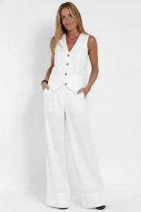 Women's Two Piece Set | V Neck Waistcoat with Trousers Lifestyle