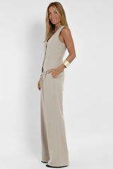 Women's Two Piece Set | V Neck Waistcoat with Trousers