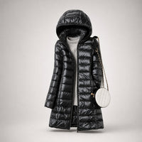 Women's Ultralight Down Jacket with Hooded Silhouette Close Up