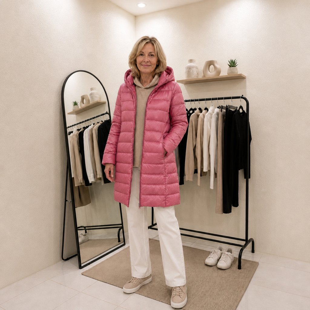 Women's Ultralight Down Jacket with Hooded Silhouette Front